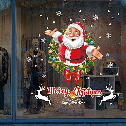 LEvifun - Adhesivo decorativo para pared, diseño de Papá Noel de Navidad, 50 x 70 cm