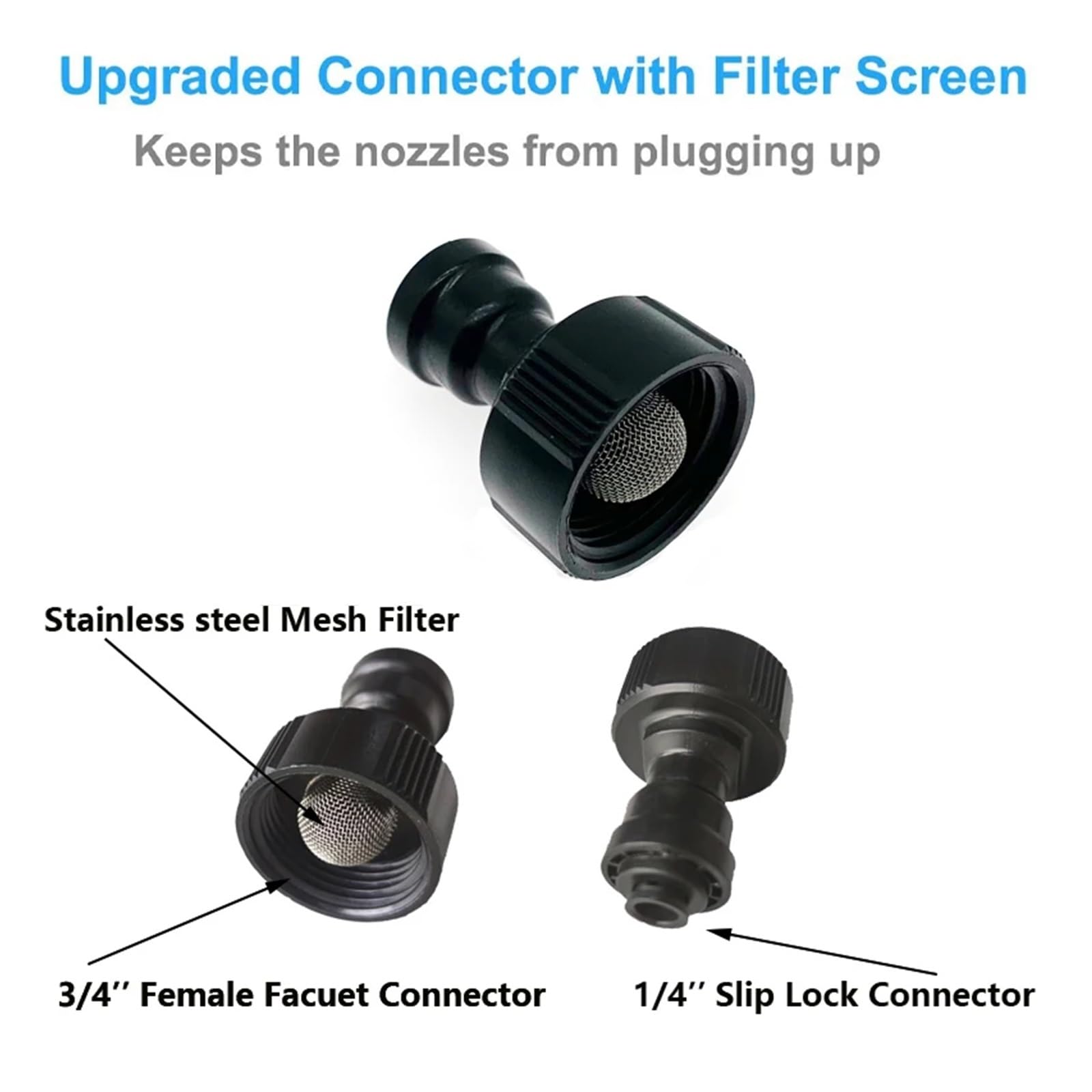 10 pz 1/4 "a 3/4" Filettatura Femmina Connettore Rapido Bianco Nero Opzionale Sistema di Nebulizzazione di Irrigazione 1/4 "Spingendo Rapidamente Slip Lock Accoppiamento(Svart)