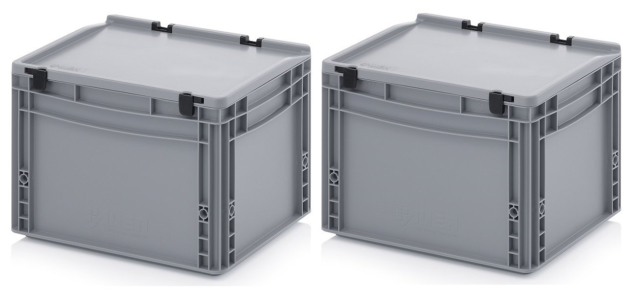 Eurobox 40 x 30 x 22 cm mit Deckel schwarz /gelb für Reinigungsgerät, 19,99
