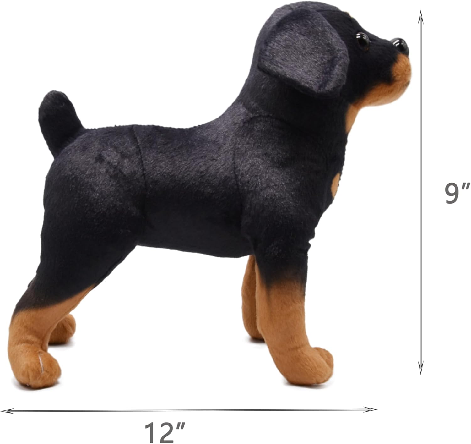 BABOLI Realistic Rottweiler Stuffed Animal Extremely Lifelike Plush Rottie Dog Toy Black Puppy Doll for Kids Present or Stuff Collection 12 Inches