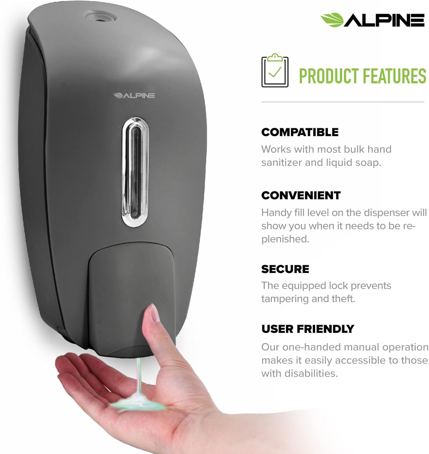 Graphic detailing product features: Compatible, Convenient, Secure, User Friendly.