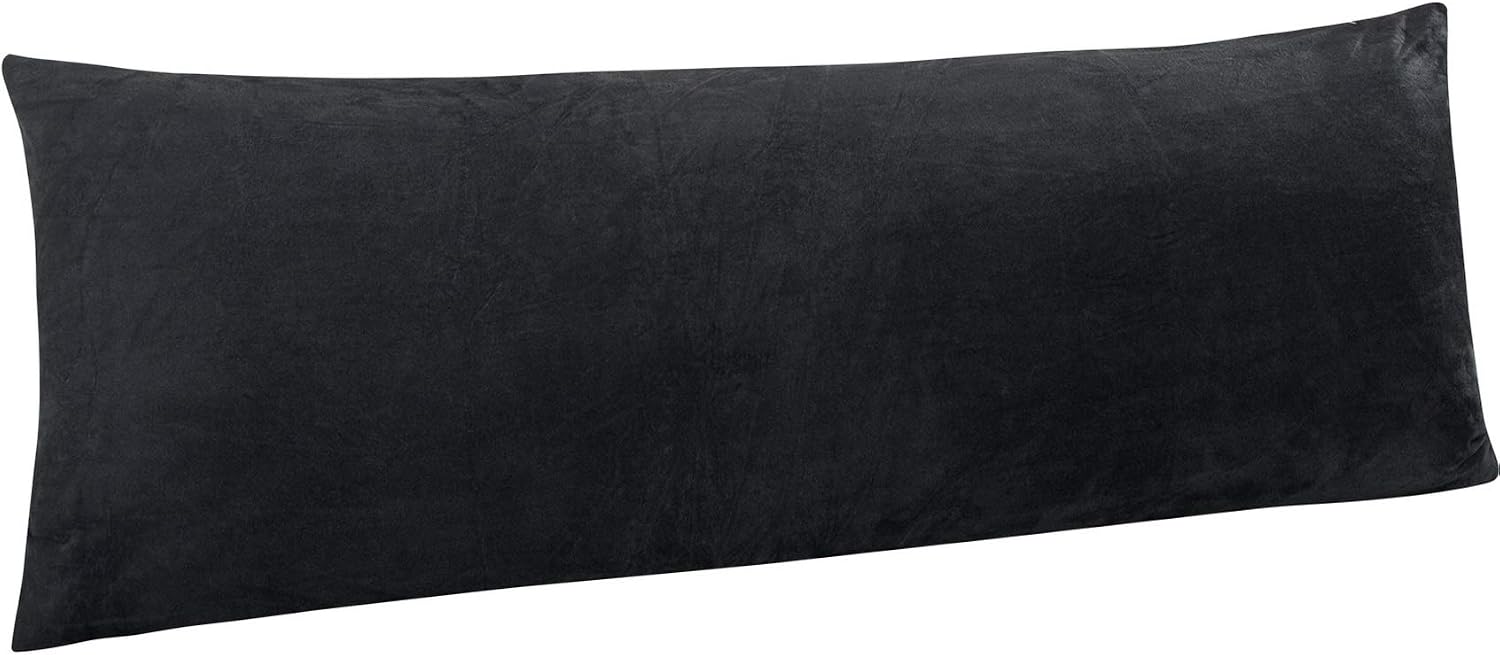 NTBAY Velvet Body Pillow Cover, 20 x 54, Zipper, Charcoal Grey