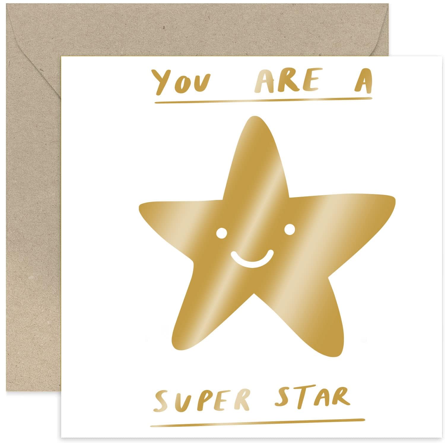 Old English Co. Cute Well Done Congratulations Card - Golden Super Star - Passed Exams, Driving Test, New Job, Back To School | Blank Inside with