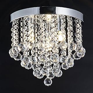 ZEEFO Crystal Chandelier, Modern Chandeliers Crystal Ball Light Fixture, 3 Lights, Flush Mount