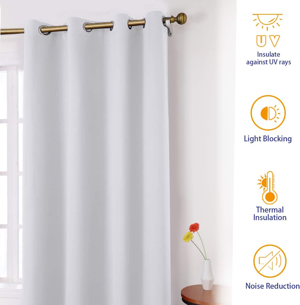 BYSURE Room Darkening Blackout Curtain Set, 52 X 84 Inch, Greyish White (2 Panels)