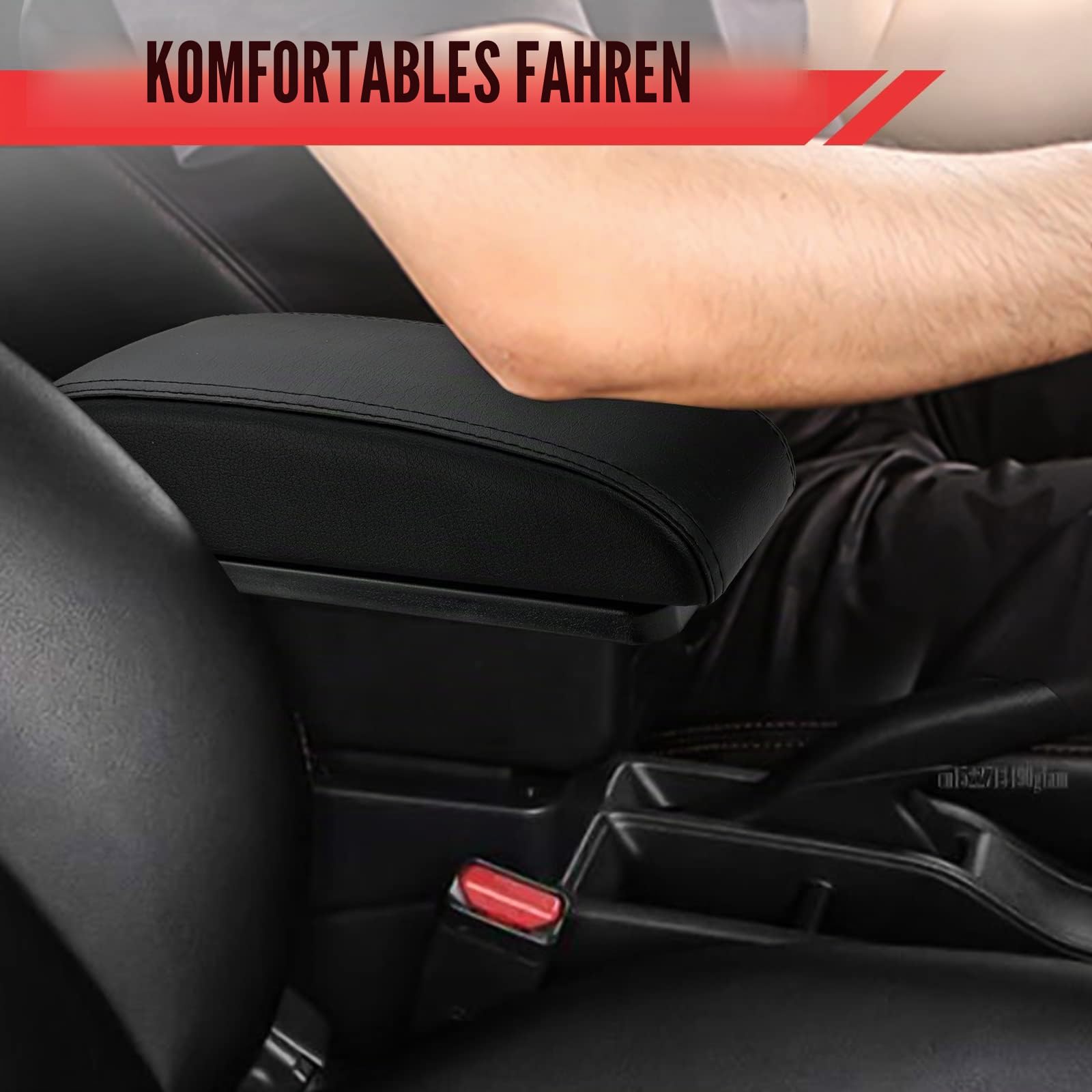 Auto Armlehnen für Fiesta 2009-2017, Zweilagige Armlehne mit 7 USB Ladeanschlüssen, Schwarzes PU Leder, Mittelkonsolen Aufbewahrungsbox