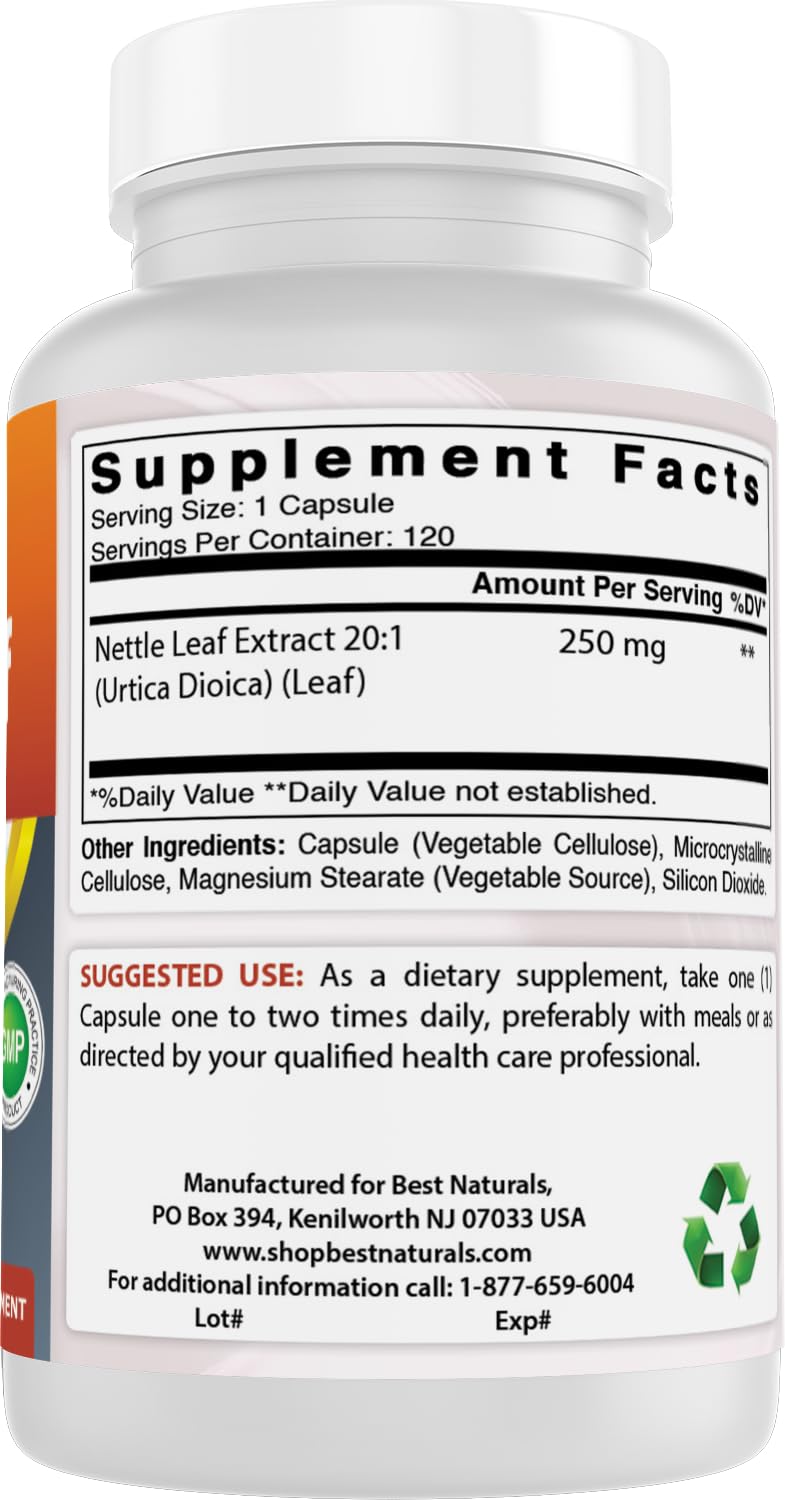 Best Naturals Nettle Leaf 20:1 Extract (250 mg) - 120 Capsules — Amazon image 6