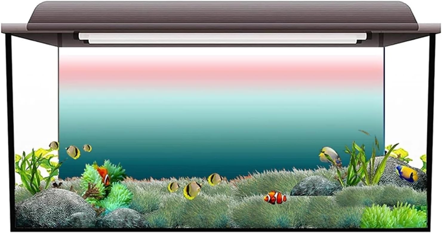 Aquarium Background Aquarium Background Sticker, Blue Transition Painting Wallpaper Fish Tank Backdrop PVC(Green,54x122cm)