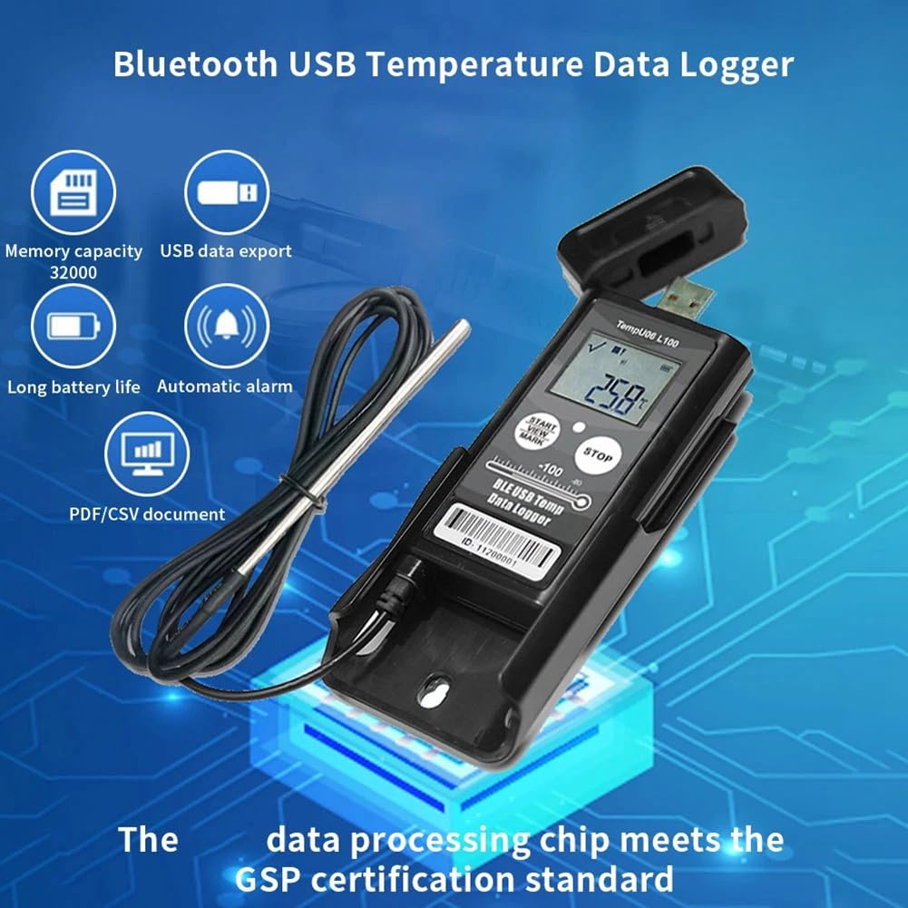 TempU06-100°C rejestrator danych niskotemperaturowych cyfrowy 32000 punktów Bluetooth USB rejestrator temperatury do przechowywania zimnego łańcucha