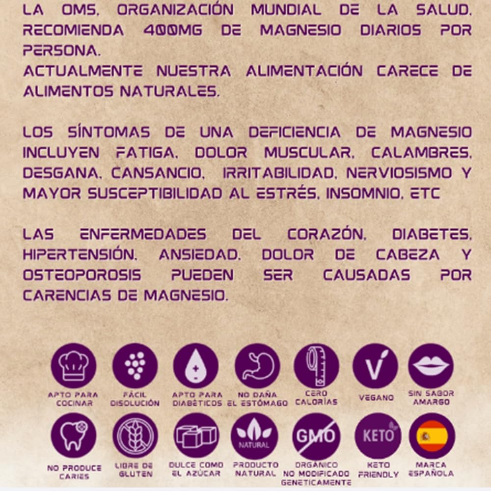 Edulcorante Zero con MAGNESIO 50 Sobres | 100% Natural de Caña | Enriquecido con Fibra Vegetal Guar | 1gr = 10gr de azúcar | Sustituto de azúcar | Sabor natural