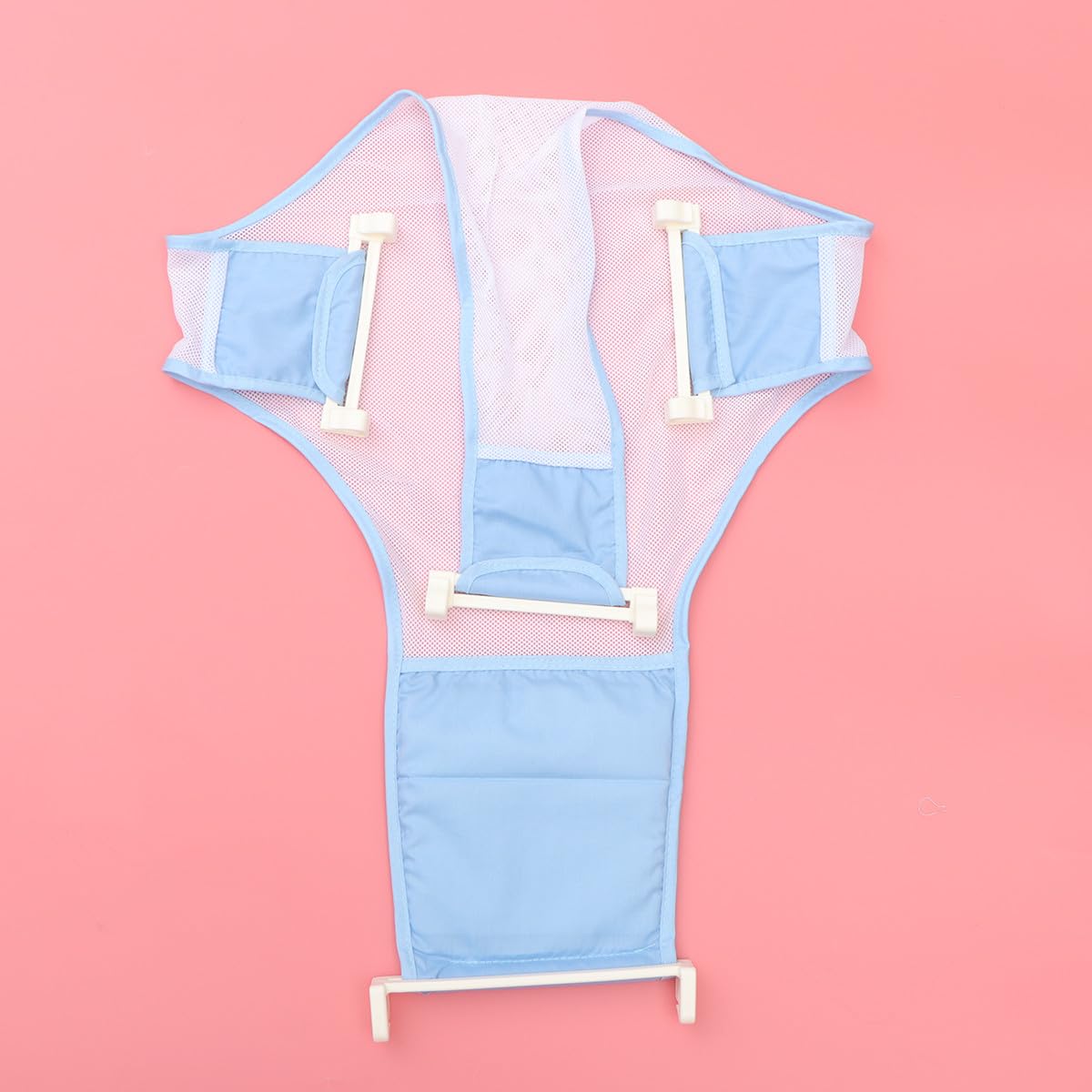 Adjustable Bath Seat Frame Net Shower Bathing Bed Non-Slip Light Blue Newborn Bath Accessory for Boys and