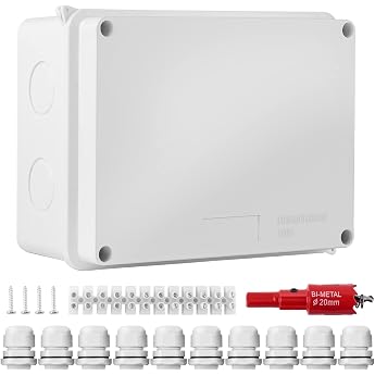 Junction Box Waterproof IP65 Surface-Mounted Junction Box ZITFRI 15 x 11 x 7 cm Terminal Box Surface-Mounted Junction Box Garden Wet Room Connection Box M20 for Diameter 6-12 mm Cable Junction Box Waterproof