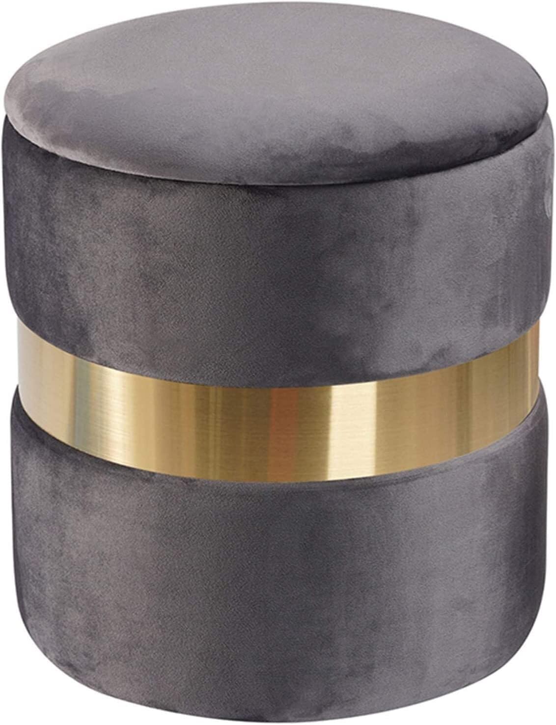 Pouf de rangement gris en velours pour supprimer le désordre
