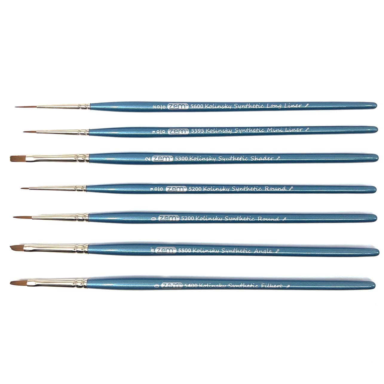 ZEM Pincel Kolinsky Pincel Sintético Acuarela Set 7 piezas | Set de detalles finos