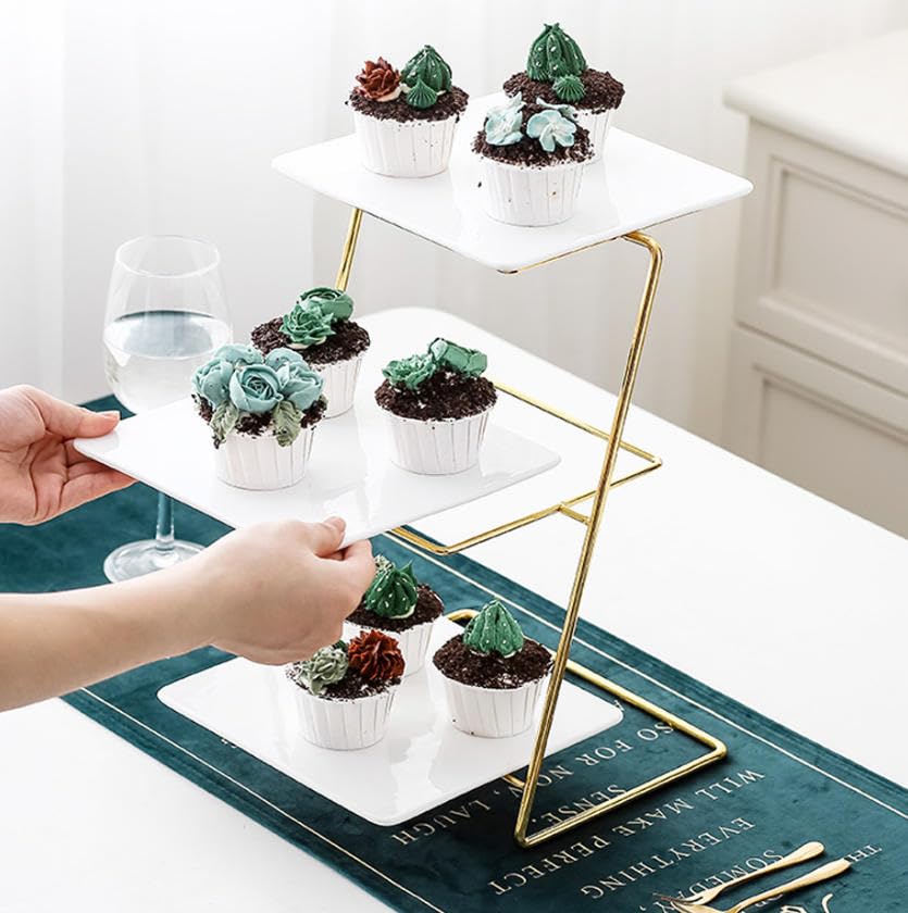 Luminexia Alzata Torta,Alzata Torta a 3 Piani Alzata per Torta Cupcake Stand di plastica,Supporto per Torta per Dolci,Accessorio casalinghi per Matrimoni,Feste,Cene,Compleanno,Baby Shower ECC.
