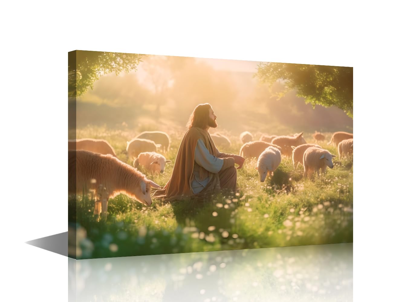 TISHIRON Jesus Pictures for Living Room Wall Decoration Lost Lamb Prints Wall Art Artwork for Home Walls Christian Wall Art Large Canvas Wall Art Framed Art Wall Decor Posters & Prints, 30x45cm