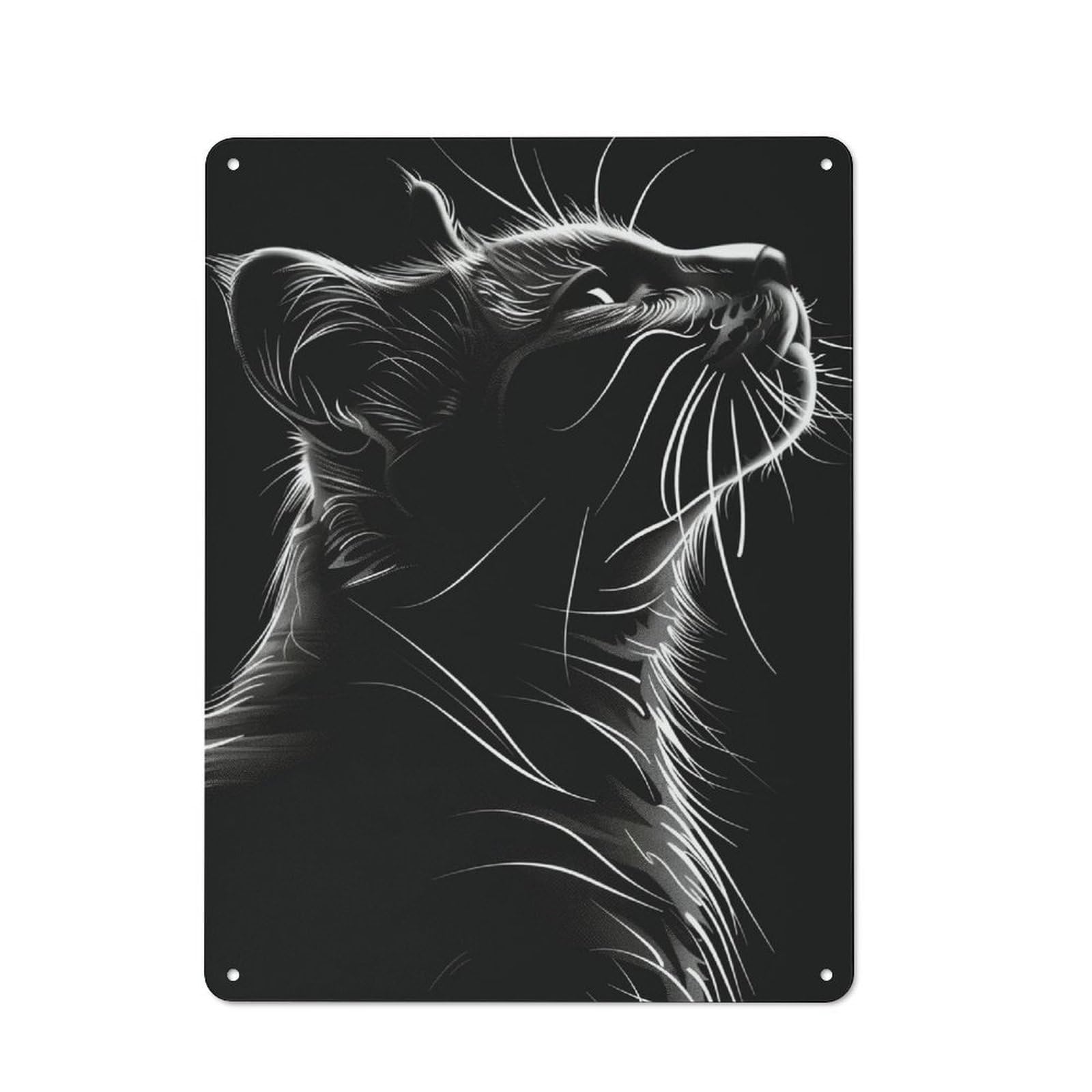Nostalgic Black Cat Light Metal Wall Sign 40x30cm, Bar Wall Plaque for Pub, Home Bar, Shed Or Man Cave