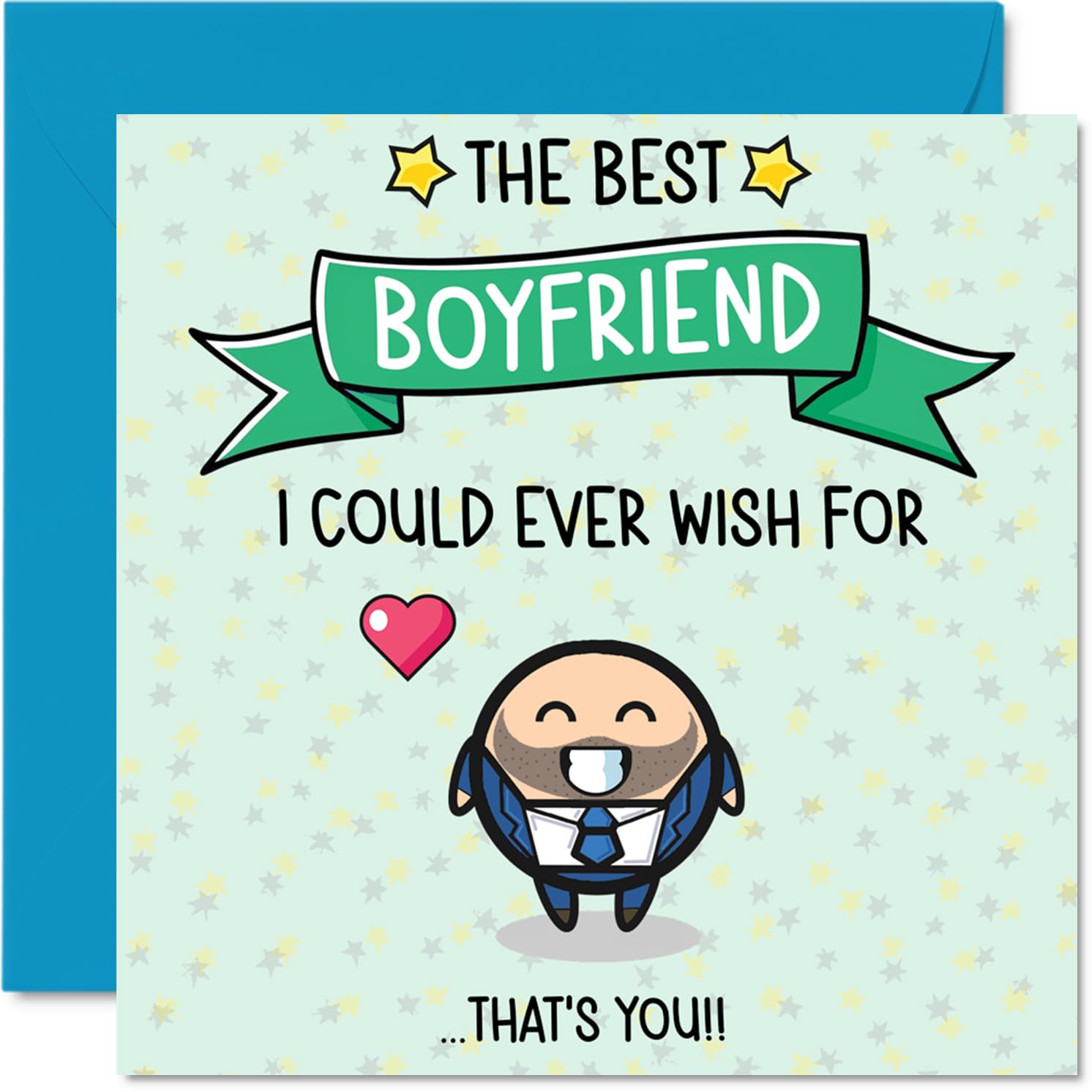 Boyfriend Birthday Card - Best I Could Ever Wish For - Happy Birthday Card for Boyfriend from Girlfriend Partner, 145mm Cute Bday Greeting Cards