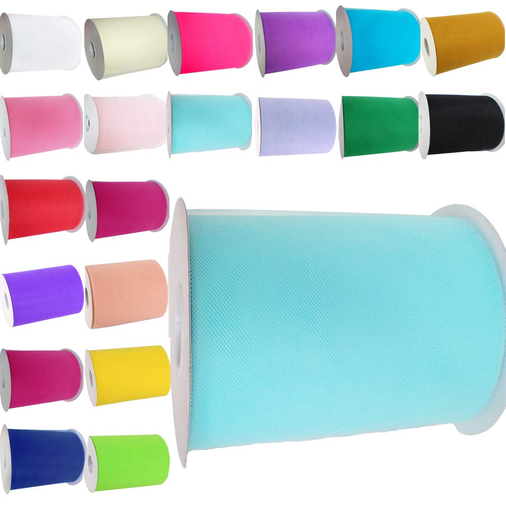 Time to Sparkle 3 Rolls Tulle Roll Spool 6 Inchs x 100yards Tutu Party Birthday Wraping Crafts Bridal Bow Skirt Wedding Decor - Baby Blue — image 1