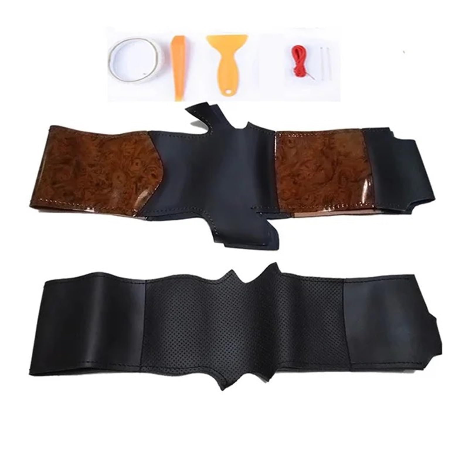 Cubierta Volante Coche Protector para Volante De Coche para Nissan para Patrol para Y61 Cuero Negro Coche Protege Los Accesorios del Volante Funda Volante Coche(Brown Black)