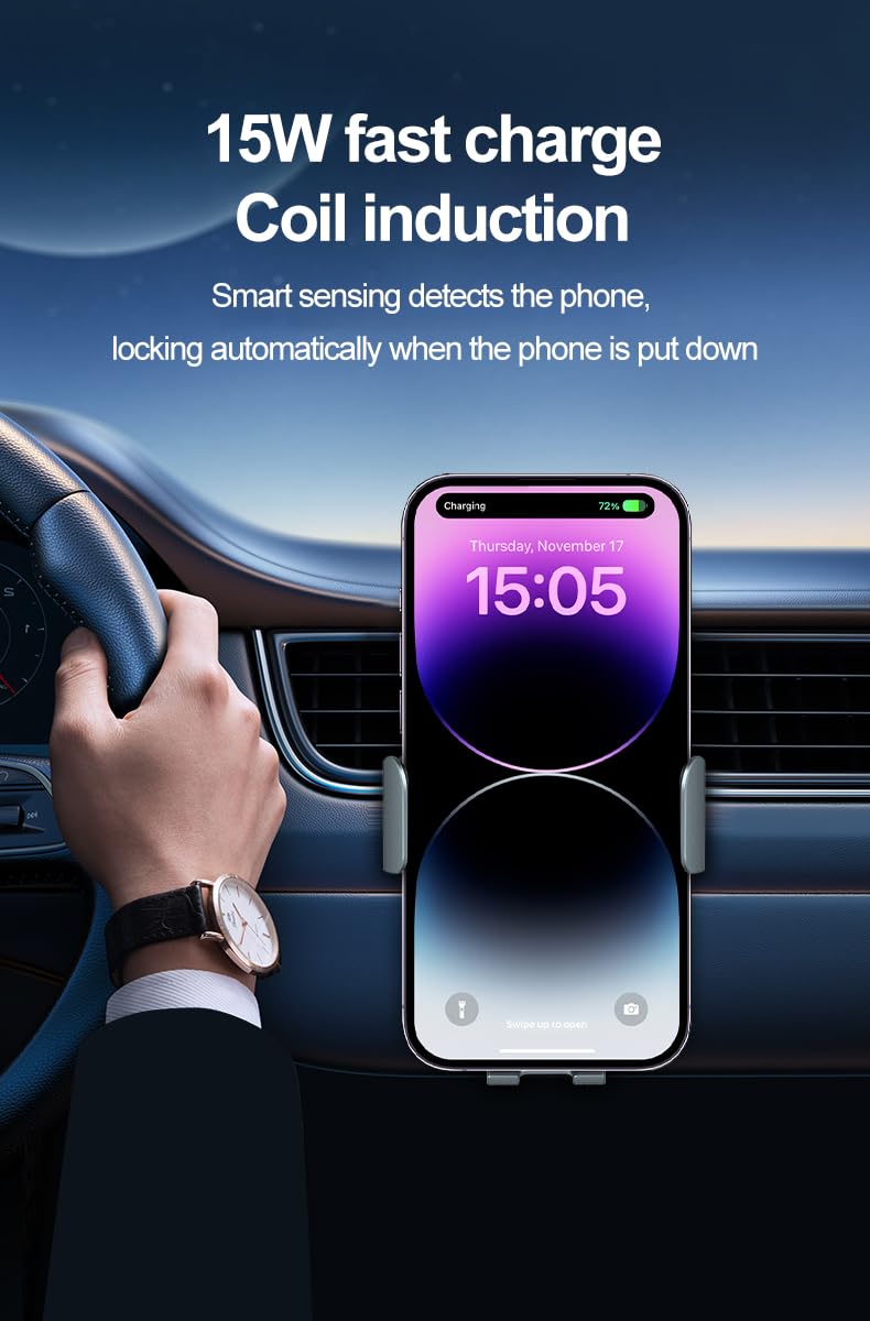 MMOBIEL Handyhalterung Auto mit Ladefunktion - 15W Wireless Car Charger Ladegerät - Hands Free - Automatischer Induktion Motor Betrieb Qi Ladestation Auto – Superschnelle Ladung - Universal