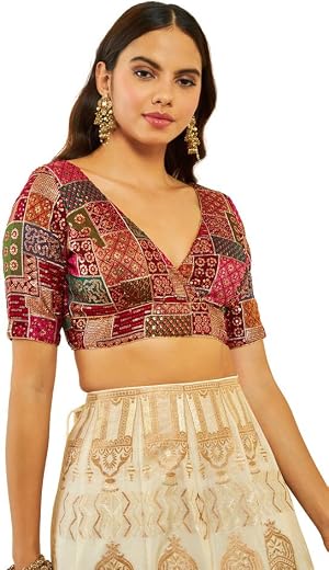 Soch Silk Women's Solid Regular Fit Half Sleeve Blouse