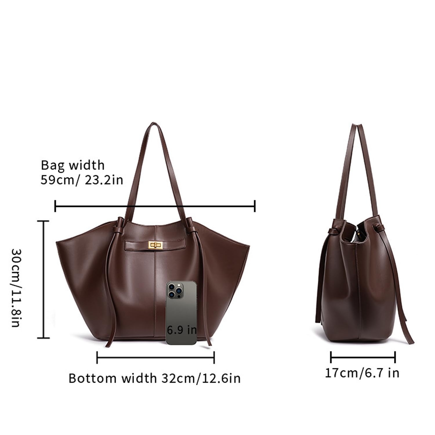 Générique Sac de cours femme élégant – Sac à main haute capacité et cuir végan lisse – Idéal pour le travail ou les cours universitaires