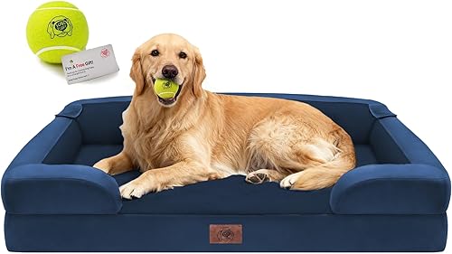 Miniatura 33 de Cama extra grande para perros, cama ortopédica XL de espuma viscoelástica lavable para perros grandes, sofá de mascotas impermeable con reposabrazos