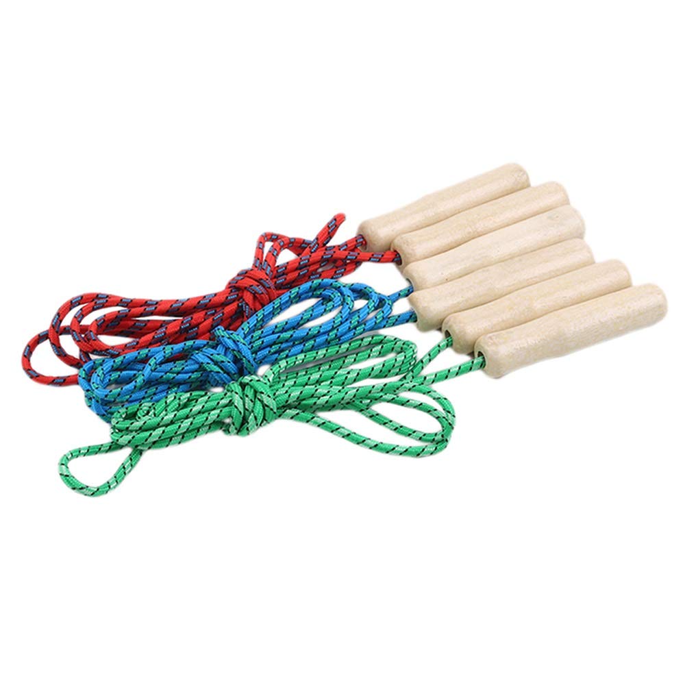 Springseil für Kinder, zum Üben von Geschwindigkeit, zufällige Farbe, Holzgriff, Fitnessgerät, Training