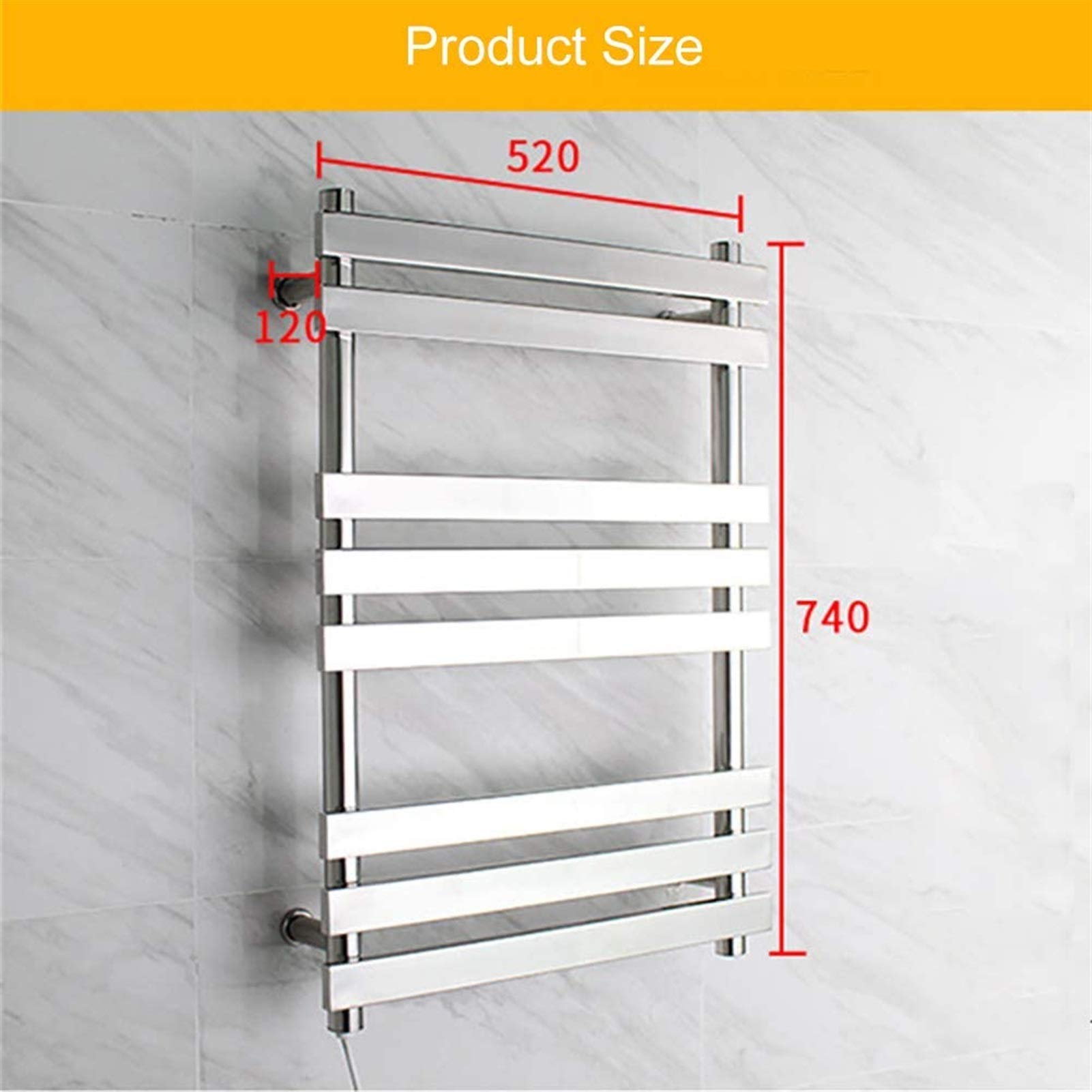 ZQFIDFYR Heated Towel s Stainless Steel Towel Warmer, Wall Mounted Towel Warmer Airer Electric Heated Towel Rack Hot Towel with 8 Square Bars for Bathroom (HardWire)