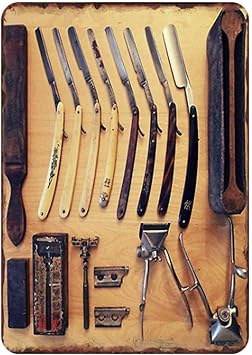 Metal Vintage Tin Sign Decor Barber Tools Tin Metal Signs Wall Art Tin Sign Poster Vintage Metal Signs for Bar Music Club Man Cave Room Wall Decor 8x12 Inch