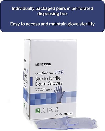 Miniatura 3 de McKesson Confiderm STR Disposable Sterile Pair Nitrile Exam Glove Standard Cuff Length
