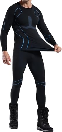 CORORO Mens Thermal Underwear Long Johns for Men Thermal Cold Wheater Long Underwear Base Layer Warm Top & Bottom for Skiing