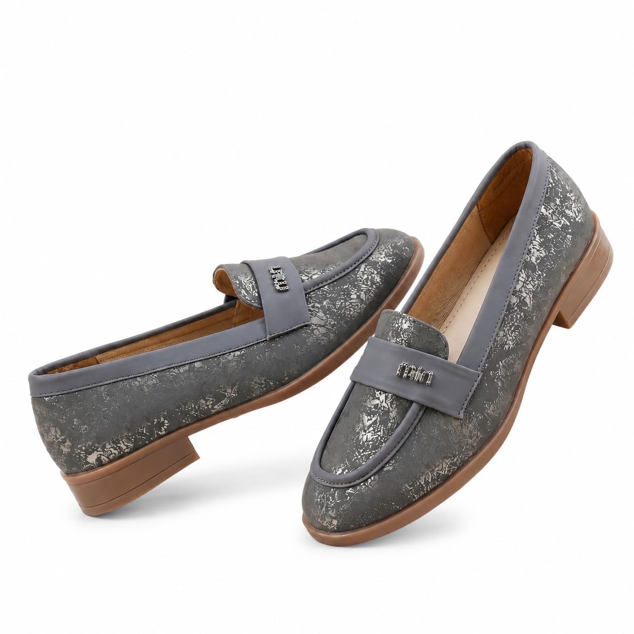 Women's Single Strap Slip On Loafers and Flat Heel Shoes for Office & Outdoor Wear | Printed Textured Faux Leather & Anti-Slip TPR Sole.-image-40