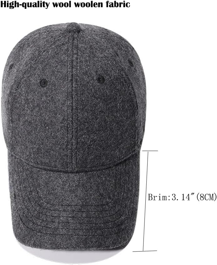Men Warm Baseball Cap Big Hat Adjustable Woolen Classic Solid Dad Travel Outdoor - Image 4