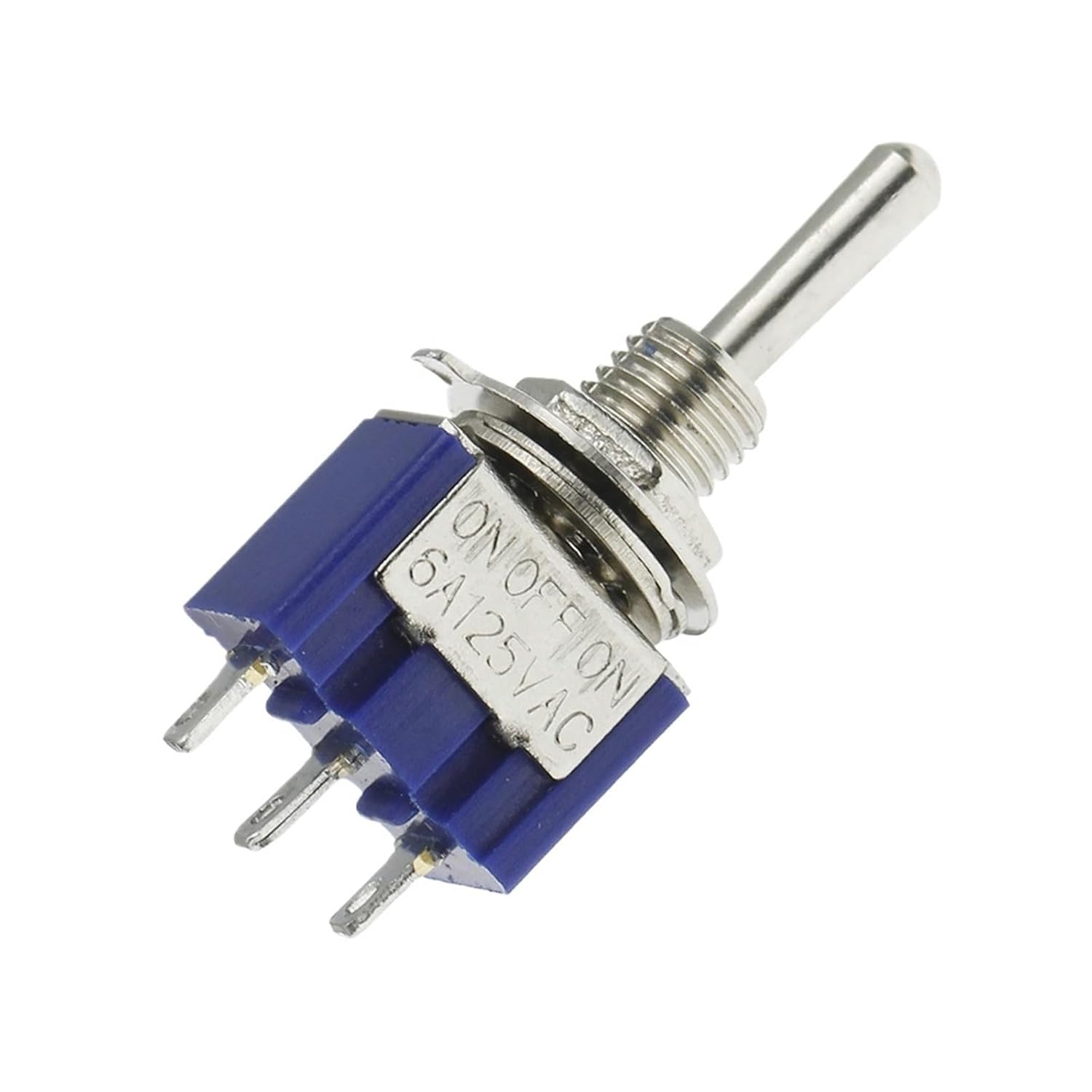 10Pcs Miniature Toggle Switch Single Pole Double Throw SPDT (MTS103) ON-Off-ON 120VAC 6A 1/4 Inch Mounting MTS-103