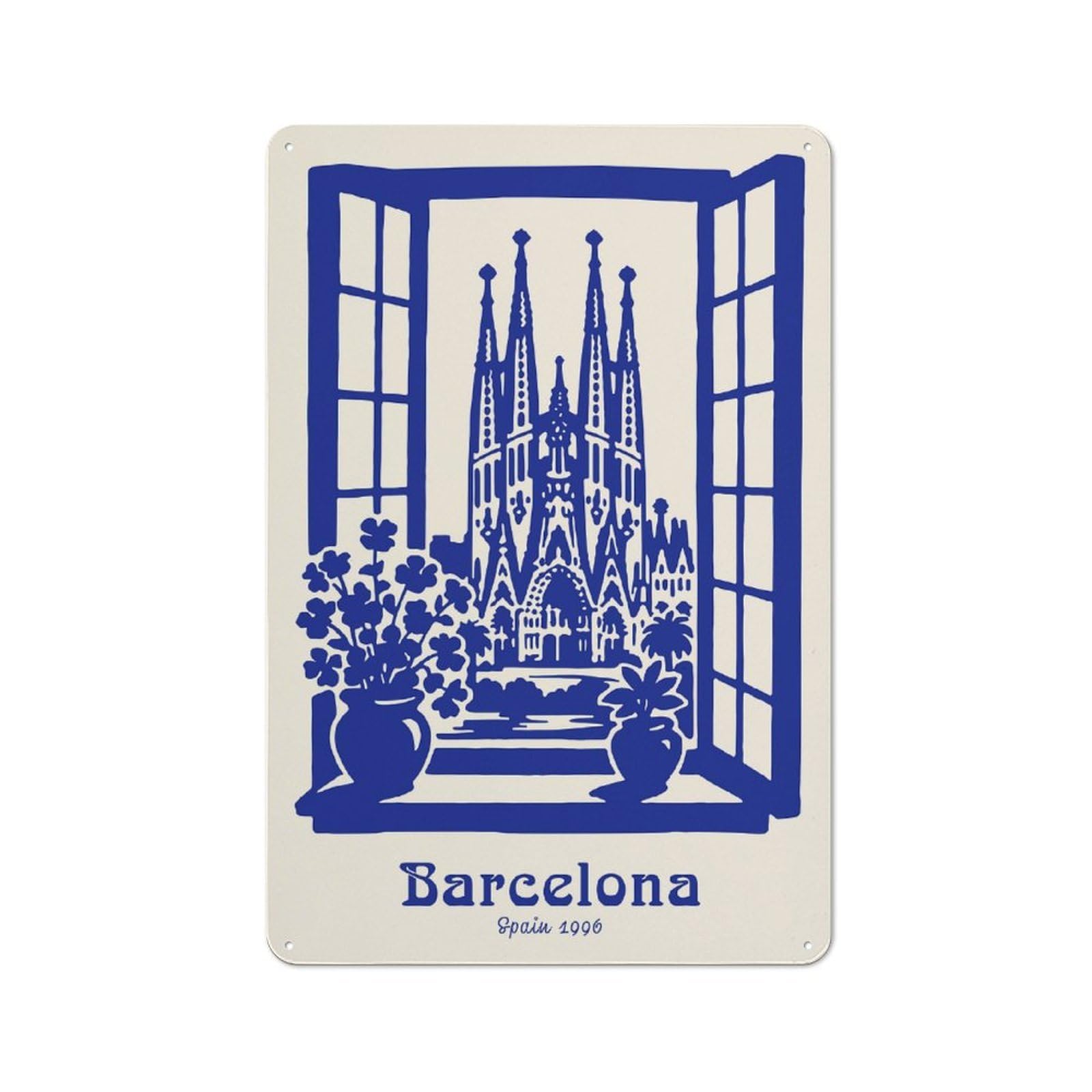Junmoney Style-7 Barcelona, Spain 1906 Retro-Style Tin Sign 30X20cm For Guest Room Or Hallway, A Christmas Gift For People Styling Guest Room And Hallway
