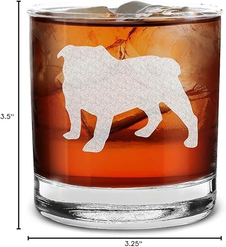 Miniatura 7 de shop4ever Vaso de whisky grabado de raza de perro Bulldog Inglés de 11 oz. Regalo para amantes de los perros