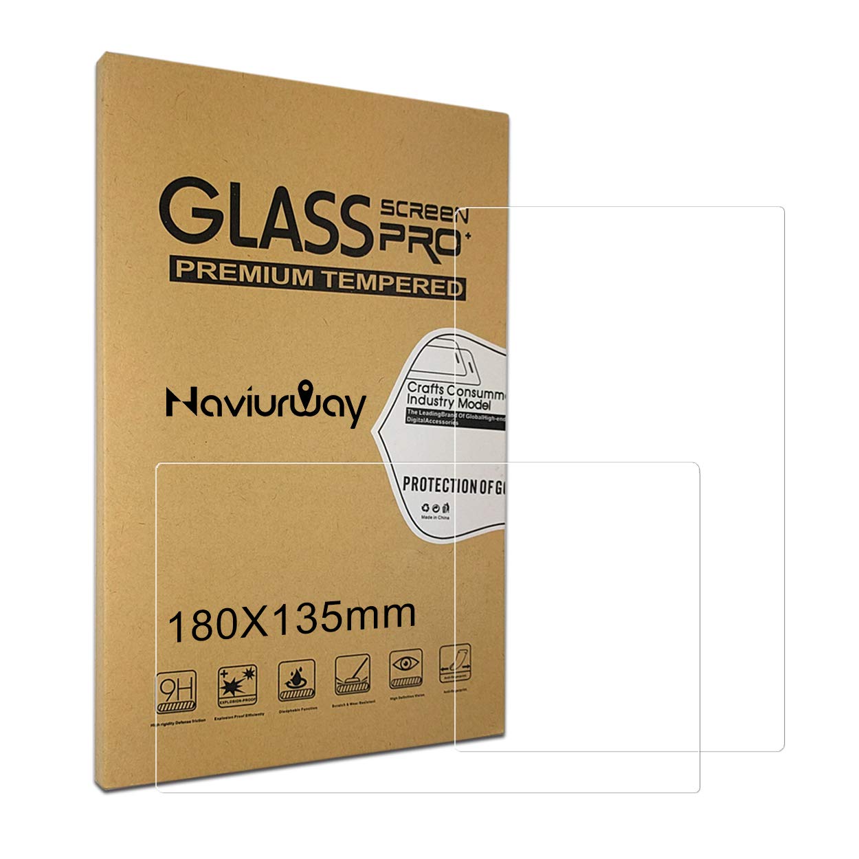 Naviurway 8.86 inch 180mm by 135mm Tempered Glass Screen Protector Monitor Display Glass Film Compatible Auto Radio Car DVD GPS Headunit Global Navigator System