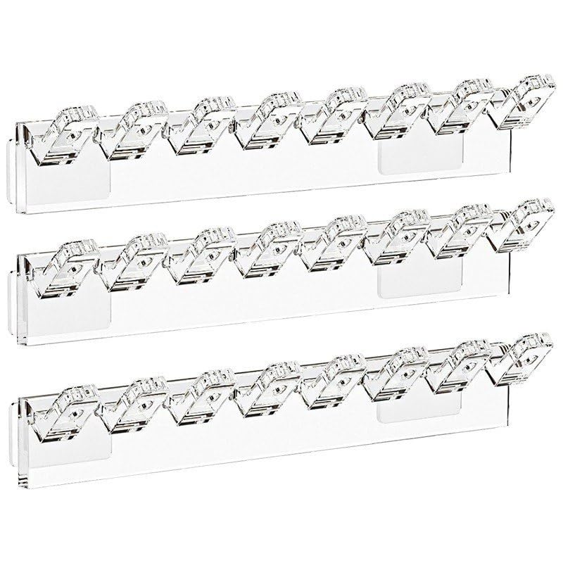 Transparent Wall Mounted Jewelry Organizer Hook Rack Self Adhesive Necklace Holder Earrings Hanging Storage Rack for Bangles Chains Bracelets Hair Bands Key Holder Without Drilling (Pack of 3)-image-0