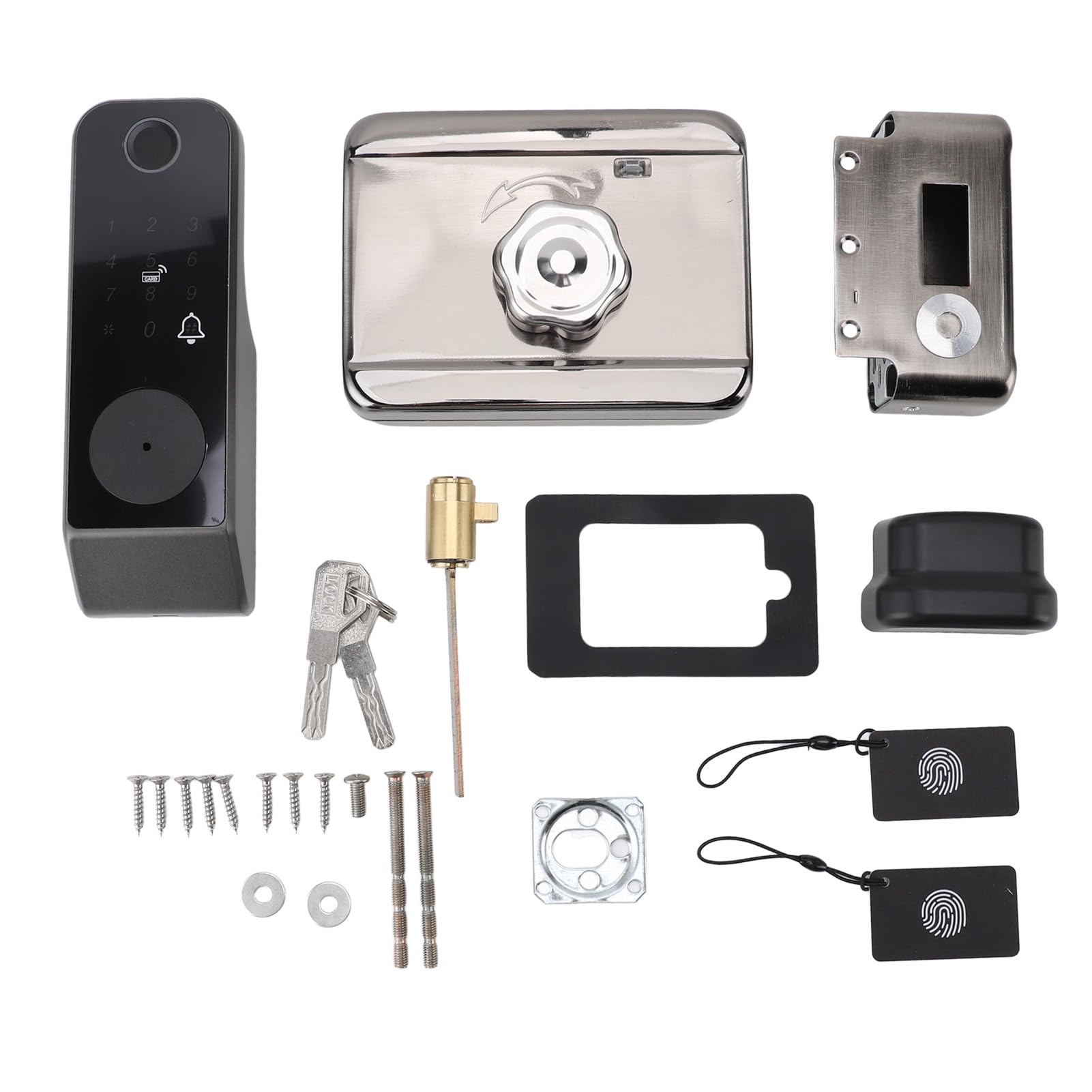 Haofy Cerradura Puerta Inteligente con Huella Digital y Tarjeta Contrase?a Seguridad IP66 para Exterior Interior Control Móvil para Hogar Oficina Familiar Acceso Sin Llave