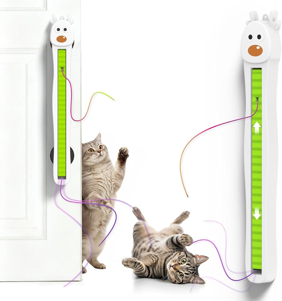 Interactive Cat Toys for Indoor Cats - Automatic Cat Toys with Motorized String Action, Sticking Door Electric Enrichment Stimulation Kitty Toy for Bored Indoor