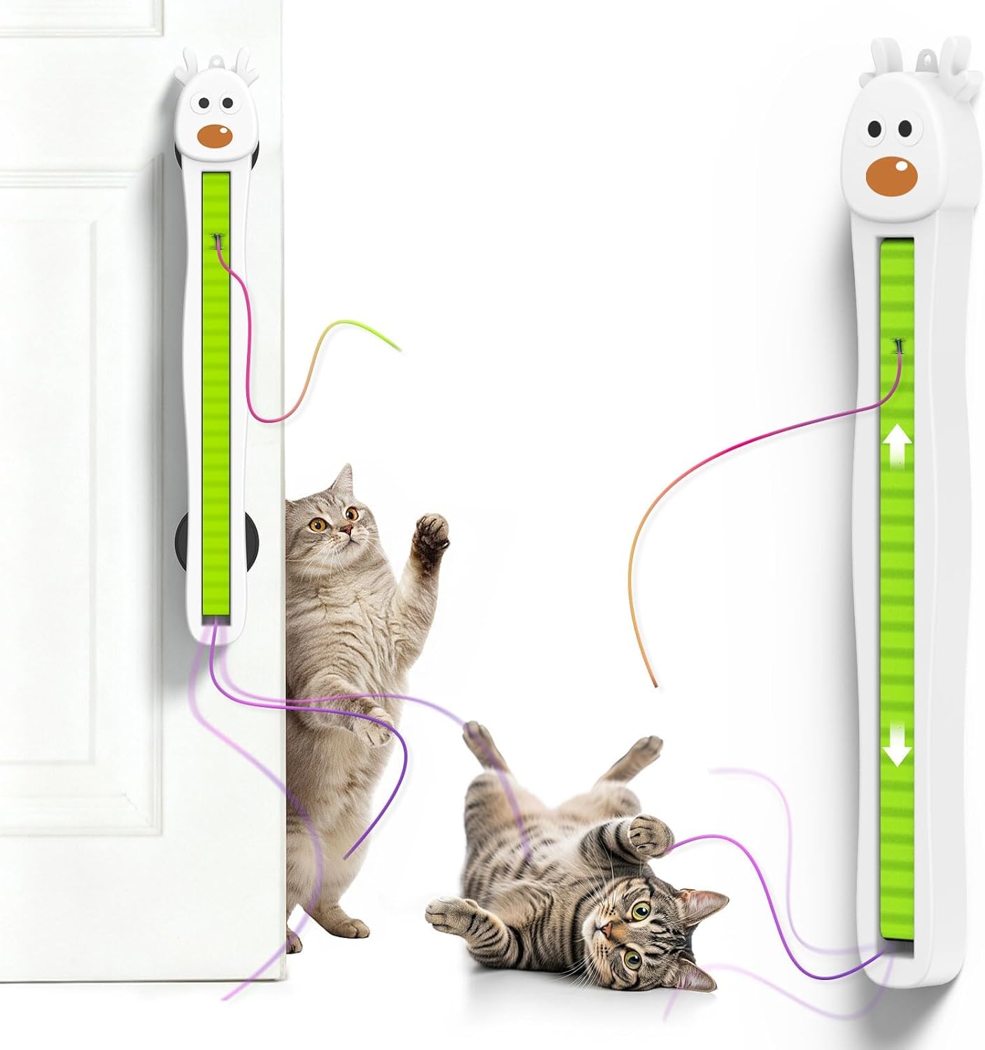 Interactive Cat Toys for Indoor Cats - Automatic Cat Toys with Motorized String Action, Sticking Door Electric Enrichment Stimulation Kitty Toy for Bored Indoor