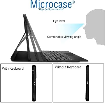 Microcase Samsung Galaxy Tab S10 Lite Uyumlu Bluetooth Touchpad Klavye+Bluetooth Mouse+Standlı Kılıf- Siyah BKK7