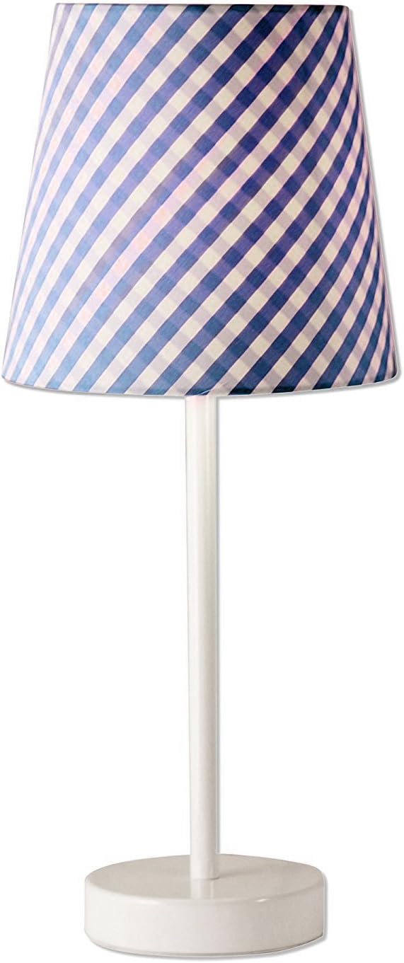 Light Accents 5074TL-01 Table Lamp White with Blue Checkered Fabric Shade