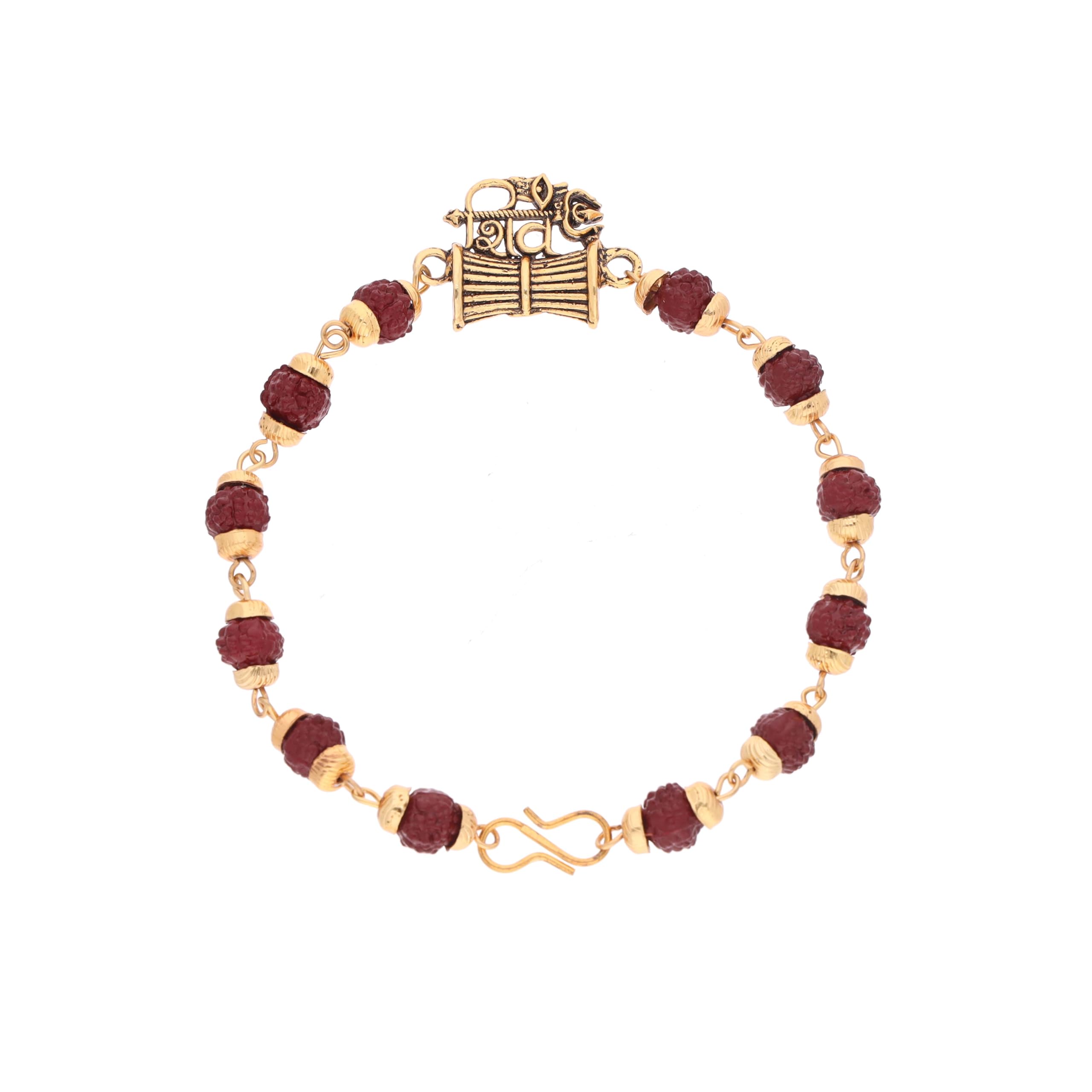 Gold Polish Rudrax Beads Rakhi Bracelet For Men and Women.