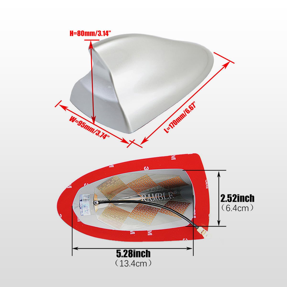 per BMW 1 Serie E81 E87, 120i, 120d, 118i, 118d, 116i, 116d, antenna accessori Shark Auto Parts ((Silver) Argento)