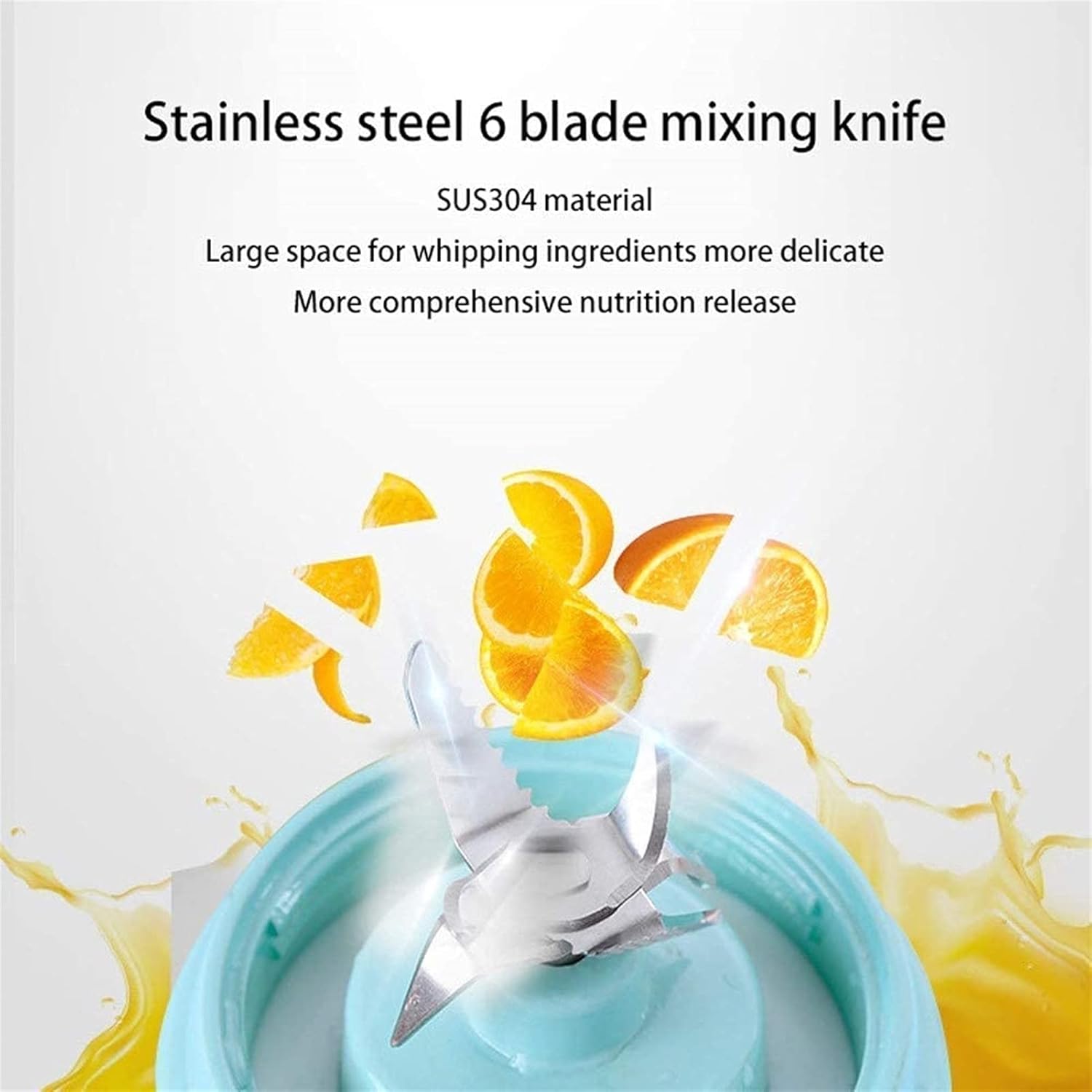 Portable Blender, USB Travel Juice Cup Personal Travel Blender Baby Food Mixing Machince with Updated 6 Blades with Powerful Motor 4000mAh Rechargeable Battery,13Oz Bottle (Color : Blue)