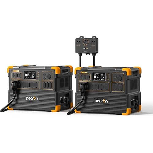 PECRON Two E3600LFP Portable Power Station with 240V Double Voltage Hub, 3072Wh Power Station, 3600W LiFePO4 Battery Backup Expanded to 15.36KWh, Solar Generator for Home Use, RV, Camping