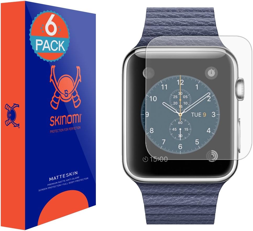 Skinomi Matte Screen Protector Compatible with Apple Watch Series 1 (42mm)(6-Pack) Anti-Glare Matte Skin TPU Anti-Bubble Film